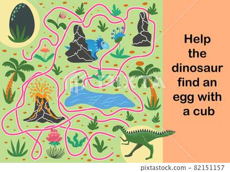 A fun labyrinth for children. Help the dinosaur find his cub. Children's educational game 82151157