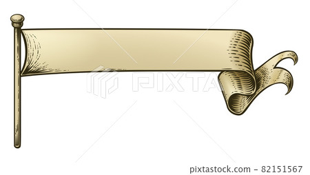 Flag Scroll Vintage Woodcut Banner Paper Ribbon 82151567