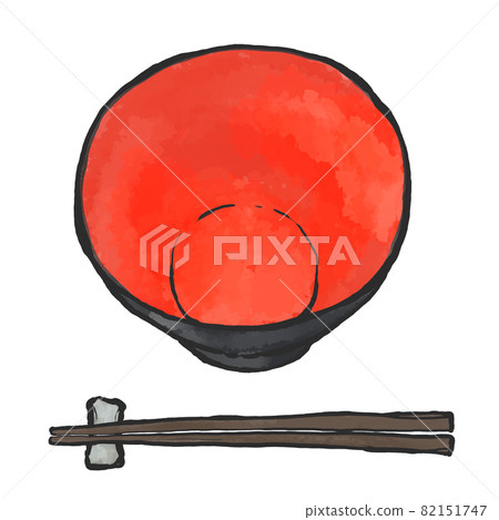 Hand-painted brush painting style illustration of lacquerware bowl and chopsticks Hand-painted brush painting style illustration of lacquerware bowl and chopsticks 82151747