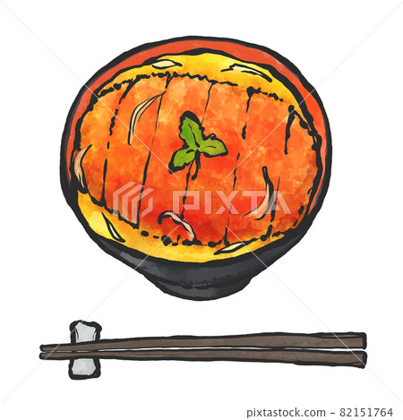 Katsudon 手繪毛筆繪畫風格插畫 82151764