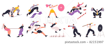 Office worker characters professional business corporate competition. Business workers and employees professional competition vector illustration set. Career competition Office worker characters professional business corporate competition. Business workers and employees professional competition vector illustration set. Career competition 82151997