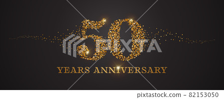 50 years anniversary vector icon, logo. Graphic design element with golden glitter number 82153050