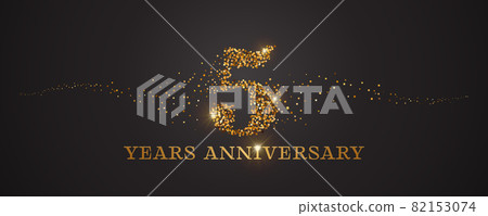 5 years anniversary vector icon, logo. Graphic design element with golden glitter number 5 years anniversary vector icon, logo. Graphic design element with golden glitter number 82153074