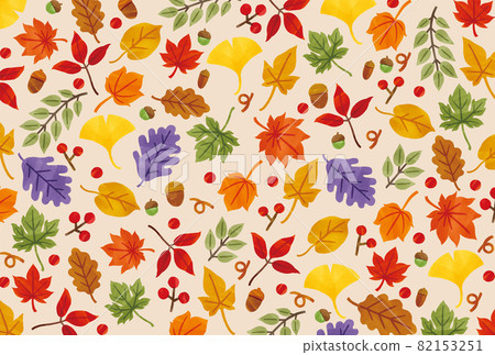 Autumn leaves cute hand-painted vector illustration 82153251