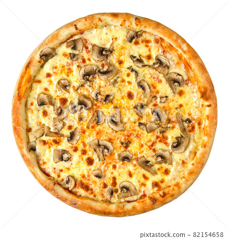 Isolated fresh pizza with mushhrooms and cheese 82154658