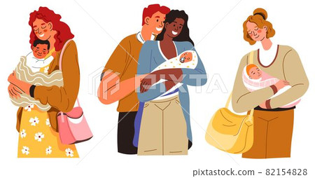 Parents with newborn baby, mothers and fathers Parents with newborn baby, mothers and fathers 82154828