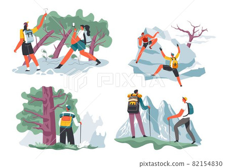 Hiking and climbing, mountaineering adventures Hiking and climbing, mountaineering adventures 82154830