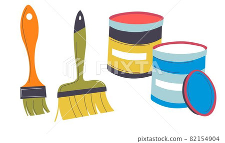 Paintbrushes and paints in jars art classes vector Paintbrushes and paints in jars art classes vector 82154904