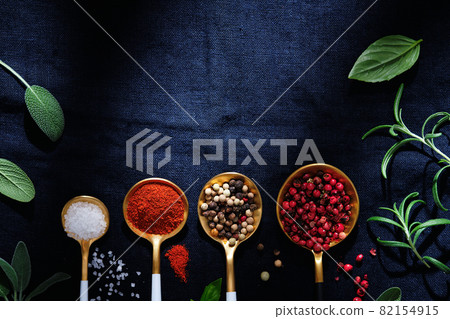 Spices and herbs. Variety of spices and mediterranean herbs. Spices and herbs. Variety of spices and mediterranean herbs. 82154915