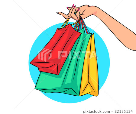 Woman hand holding shopping bags Shopping concept Woman hand holding shopping bags Shopping concept 82155134