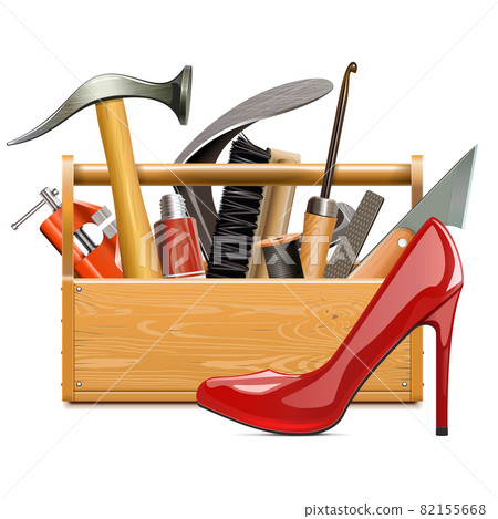Vector Shoemaker Toolbox with Red Female Shoe 82155668