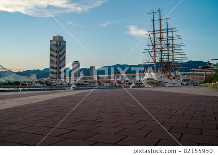 Shinko No. 1 Jetty and the cityscape of Kobe where the port towns Kobe and Nippon Maru are anchored Shinko No. 1 Jetty and the cityscape of Kobe where the port towns Kobe and Nippon Maru are anchored 82155930