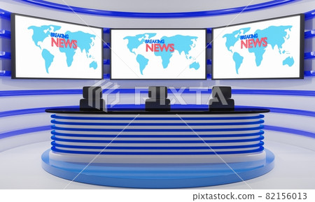 white table and lcd background in a news studio room.3d rendering. 82156013