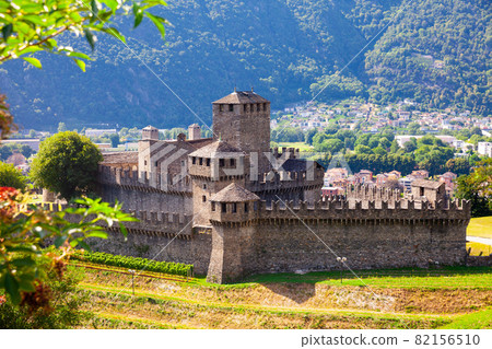 Montebello Castle in Bellinzona city on foothills of Swiss Alps Montebello Castle in Bellinzona city on foothills of Swiss Alps 82156510