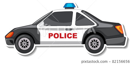 Sticker design with side view of police car isolated Sticker design with side view of police car isolated 82156656