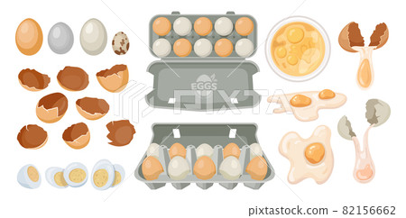 Eggs in carton box tray and broken, farm product Eggs in carton box tray and broken, farm product 82156662