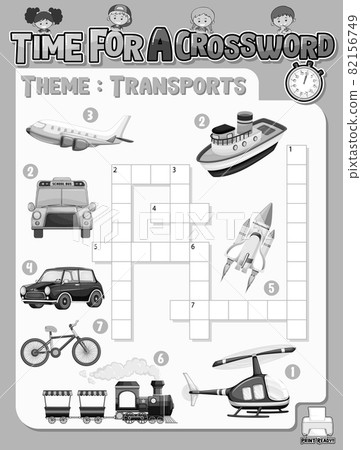 Crossword puzzle game template about transportation 82156749