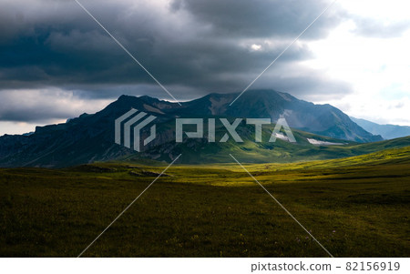 Photography of the mountain Oshten. Dramatic sky Photography of the mountain Oshten. Dramatic sky 82156919