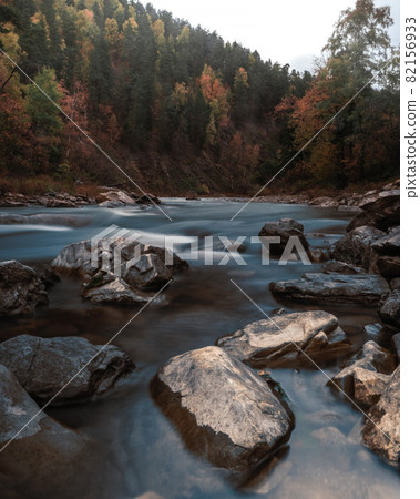 Beautiful view of the river flow between the rocks 82156933
