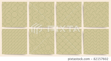 Asian style mandala seamless pattern set. Geometric seamless ornaments pack for fabric, textile, paper background. Japanese motif collection wavy mandala pattern design. Asian style mandala seamless pattern set. Geometric seamless ornaments pack for fabric, textile, paper background. Japanese motif collection wavy mandala pattern design. 82157602