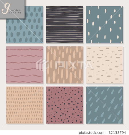 Set of nine hand drawn seamless abstract patterns 82158794