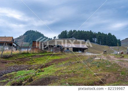 mountain village in Tusheti nature reserve. Georgia mountain village in Tusheti nature reserve. Georgia 82159987