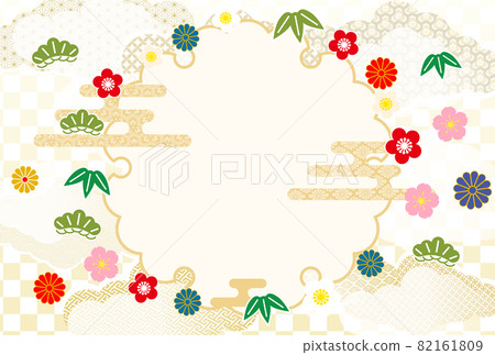 Japanese pattern background frame-New Year's card format Japanese pattern background frame-New Year's card format 82161809