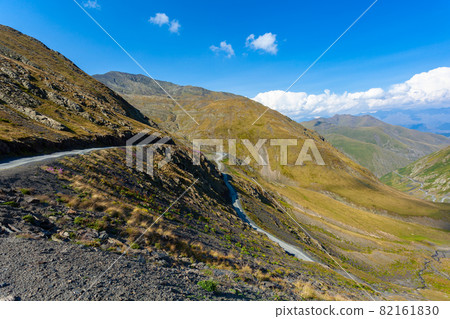 Beautiful view of Abano Gorge in Tusheti, dangerous mountain road in Georgia and Europe. Landscape 82161830