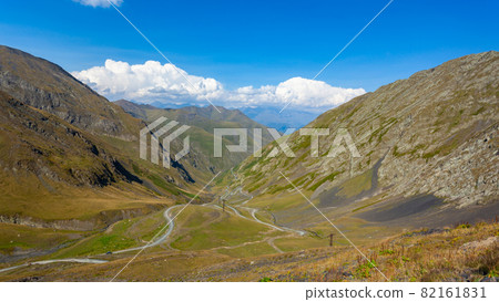 Beautiful view of Abano Gorge in Tusheti, dangerous mountain road in Georgia and Europe. Landscape 82161831