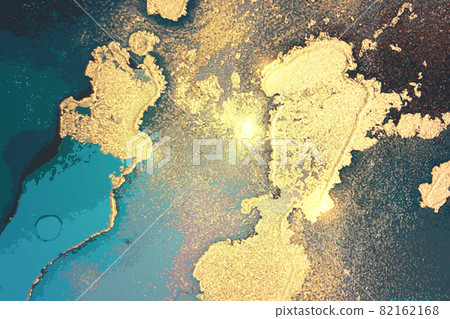 Green, blue and gold abstract pattern with marble texture and sparkles Green, blue and gold abstract pattern with marble texture and sparkles 82162168