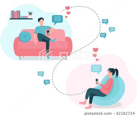 Virtual love copcent vector illustration. Virtual love copcent vector illustration. 82162724