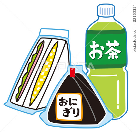 Sandwiches, rice balls and bread 82163334