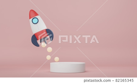 Podium for product placement with Retro modern and contemporary design. 3d rendering minimal scene for mock up and showing brand. Pedestal platform for cosmetic advertise. Various of arch simple. 82165345