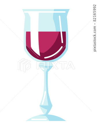 Illustration of glass goblet with red wine. Icon for bars and restaurants. 82165992