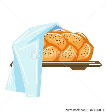 Illustration of challah. Shabbat Shalom religious object. Jewish symbol. Judaism concept image. 82166011
