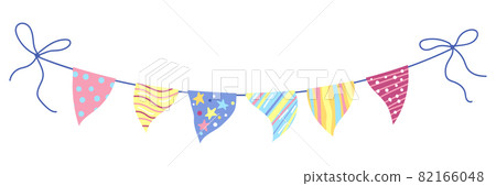 Illustration of Happy Birthday flags garland. Celebration or holiday item. 82166048