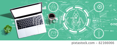 Rapid growth concept with a laptop computer 82166066