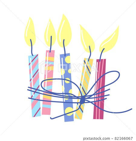 Illustration of Happy Birthday candles. Celebration or holiday item. 82166067