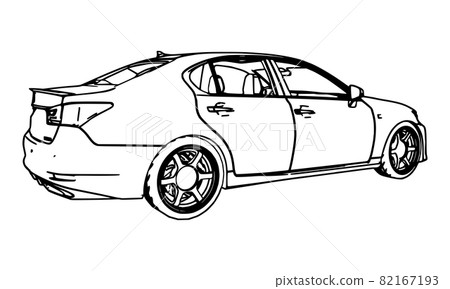 Vector drawing Lexus GS made in black contour lines on a white background. 82167193