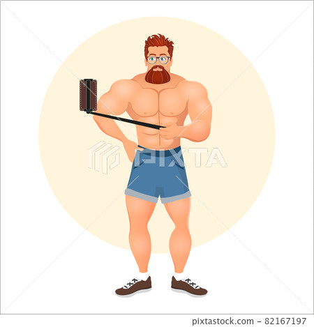 Brutal Young Bearded Hipster male with eyeglasses and Red Hair. Fashion Vector illustration eps 10 isolated on white background. Hipster subculture. Brutal Young Bearded Hipster male with eyeglasses and Red Hair. Fashion Vector illustration eps 10 isolated on white background. Hipster subculture. 82167197