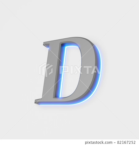 illustration of glowing letter D on white background. 3d illustration 82167252