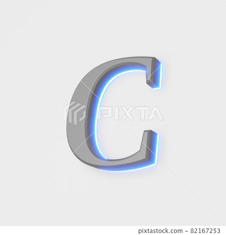 illustration of glowing letter C on white background. 3d illustration 82167253
