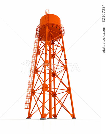 Water Tower. 3D illustration. Isolated on white background. watery resource reservoir and industrial high metal structure container water-tower 82167354