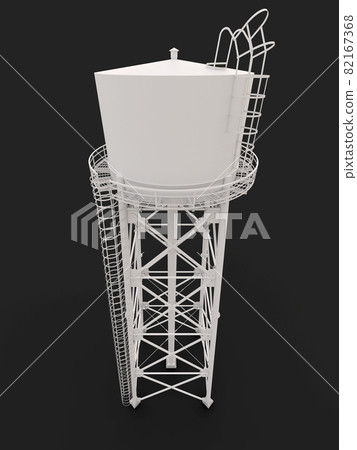 Water Tower. 3D illustration. Isolated on white background. watery resource reservoir and industrial high metal structure container water-tower 82167368