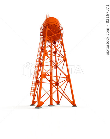 Water Tower. 3D illustration. Isolated on white background. watery resource reservoir and industrial high metal structure container water-tower Water Tower. 3D illustration. Isolated on white background. watery resource reservoir and industrial high metal structure container water-tower 82167371