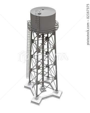 Water Tower. 3D illustration. Isolated on white background. watery resource reservoir and industrial high metal structure container water-tower Water Tower. 3D illustration. Isolated on white background. watery resource reservoir and industrial high metal structure container water-tower 82167375