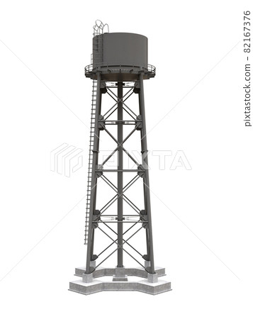 Water Tower. 3D illustration. Isolated on white background. watery resource reservoir and industrial high metal structure container water-tower Water Tower. 3D illustration. Isolated on white background. watery resource reservoir and industrial high metal structure container water-tower 82167376