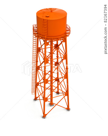 Water Tower. 3D illustration. Isolated on white background. watery resource reservoir and industrial high metal structure container water-tower 82167394