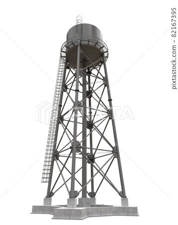 Water Tower. 3D illustration. Isolated on white background. watery resource reservoir and industrial high metal structure container water-tower 82167395