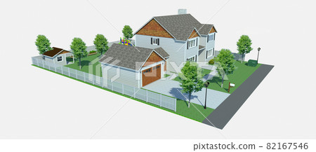 Modern beautiful house. 3D illustration 82167546